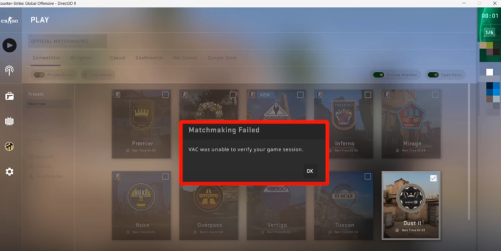 The ‘VAC Unable to Verify Game Session’ Issue in CS:GO